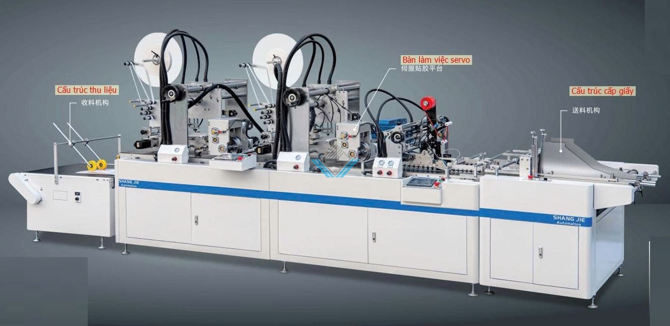 May dan giay chong dinh bang keo 2 may